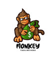monkey holding money bag vector image vector image