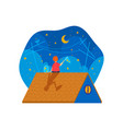 night sky with stars person sitting for romantic vector image