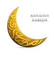 ramadan kareem greetings shaped into crescent moon vector image