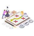 woman moving king chess piece on chessboard vector image