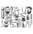barbershop haircut and shave equipment icons vector image