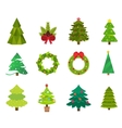 christmas tree flat icons set vector image