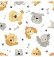 cute puppy seamless pattern on white background vector image vector image