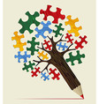 jigsaw strategic concept pencil tree vector image vector image