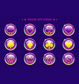 poker purple app icons cartoon casino symbols vector image