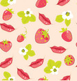 pattern with strawberry and lips vector image