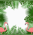 tropical poster with jungle palm leaves flamingo vector image