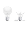 whole and broken light bulb on a white background vector image