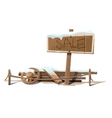 wooden sign sale in snow and wreckage vector image vector image