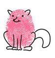 drawing fingerprint with line art of wolf or fox vector image