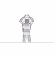 single one line drawing of young astronaut vector image vector image