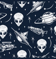 aliens vintage seamless pattern monochrome vector image vector image