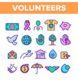 volunteers charity color line icons set vector image