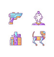 cyberpunk items rgb color icons set vector image vector image