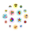 lgbt symbols icons set comics style vector image