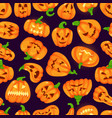 cartoon funny halloween pumpkins with spooky faces vector image