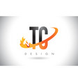 tc t c letter logo with fire flames design vector image