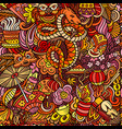cartoon cute doodles chinese new year seamless vector image