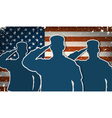 three us army soldiers saluting on grunge american vector image vector image