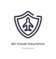 air travel insurance outline icon isolated line vector image