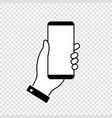 hand holding mobile phone vector image vector image