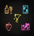 neon valentine day icon set in line style vector image