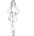 young slim girl drawn in ink hand vector image