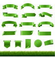 green labels and ribbon set with grass vector image