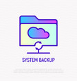 system backup in cloud service thin line icon vector image