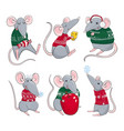 colorful rats wear christmas vector image
