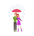 loving couple in rain romantic young vector image