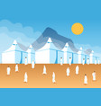 hajj pilgrims at mina tent city vector image