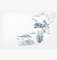 japanese sketch design background hand drawn ink vector image