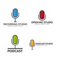 set colorful mic logos for radio or podcast vector image