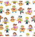 seamless pattern with kids playing vector image