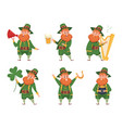 st patricks leprechaun funny gnome in green vector image vector image
