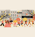 autumn sale cityscape with people vector image vector image