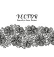 black seamless lace border with flowers on white vector image