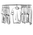 wardrobe sketch clothes on the hangers vector image