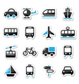 transport travel icons set isolated vector image