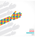 world autism awareness day with colorful puzzles vector image