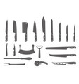 chef knives set butcher meat cutting design vector image