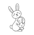 cute easter bunny with egg coloring page spring vector image vector image
