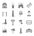museum icons black vector image
