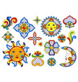 set mexican cute naive art items vector image