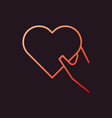hand holding heart red icon in outline vector image