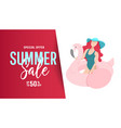 poster design with young girl in a swimsuit a hat vector image