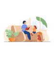 mom reading book to children at home vector image vector image