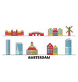 netherlands amsterdam city flat landmarks vector image