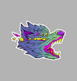 surrealist wolf head sticker fantasy animal art vector image vector image